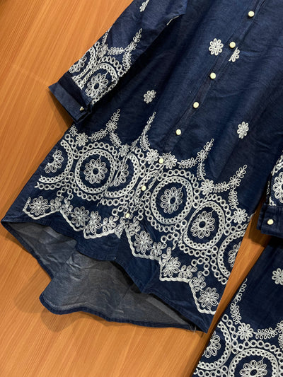 Denim embroidered co-ord sets 2559