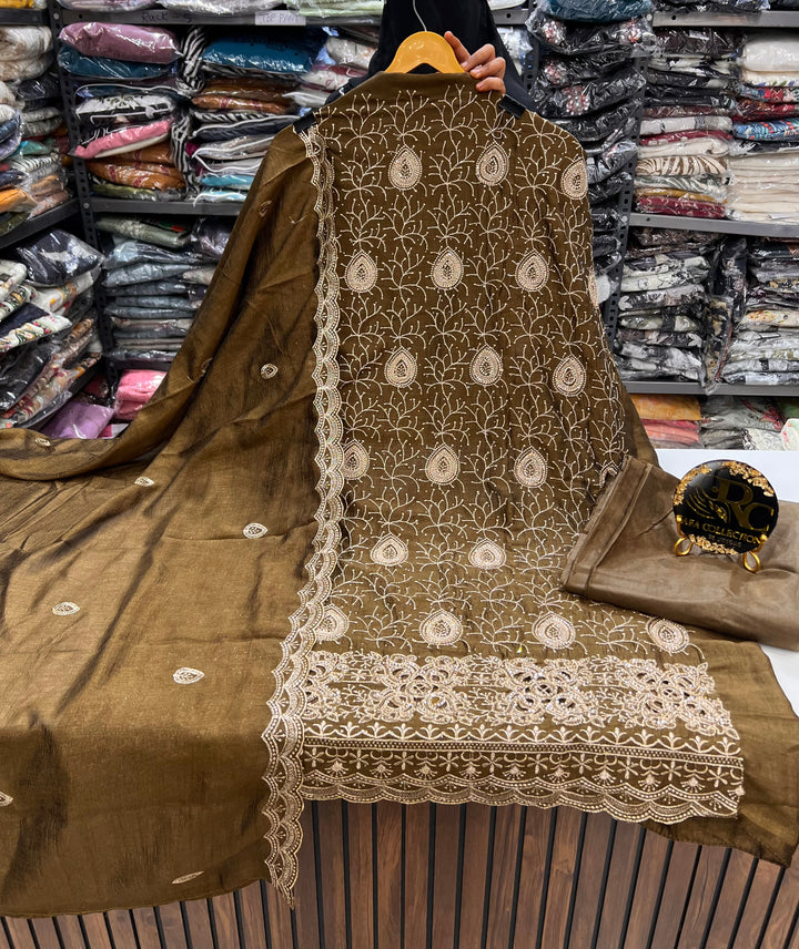 Zari thread work unstitched suits 1828514