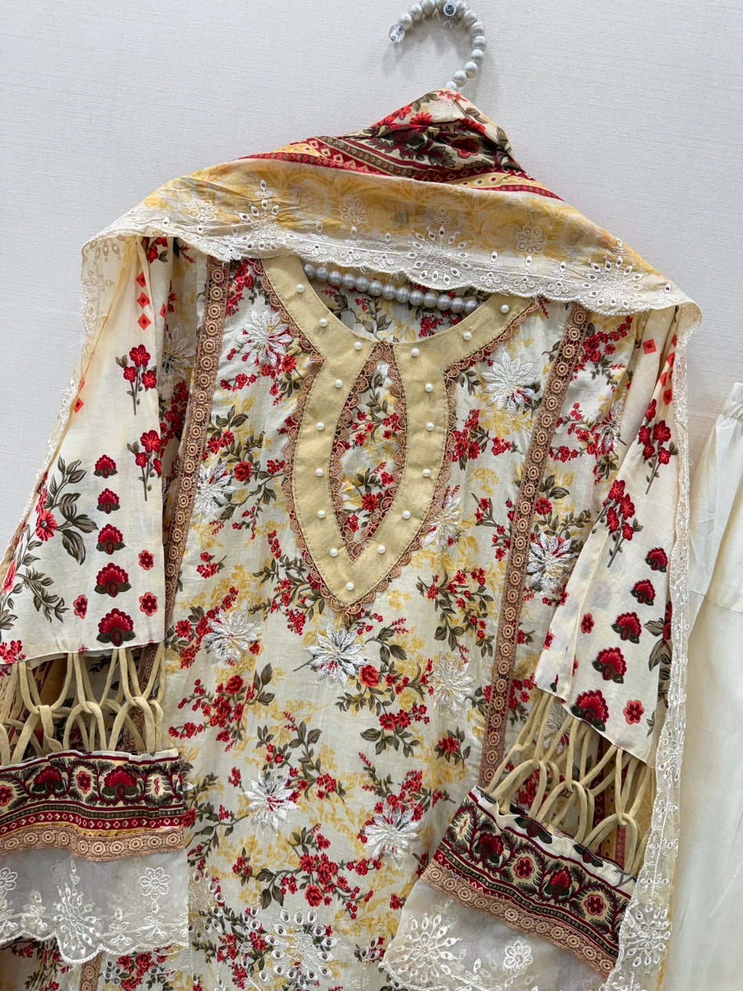 Cotton embroided farshi suits