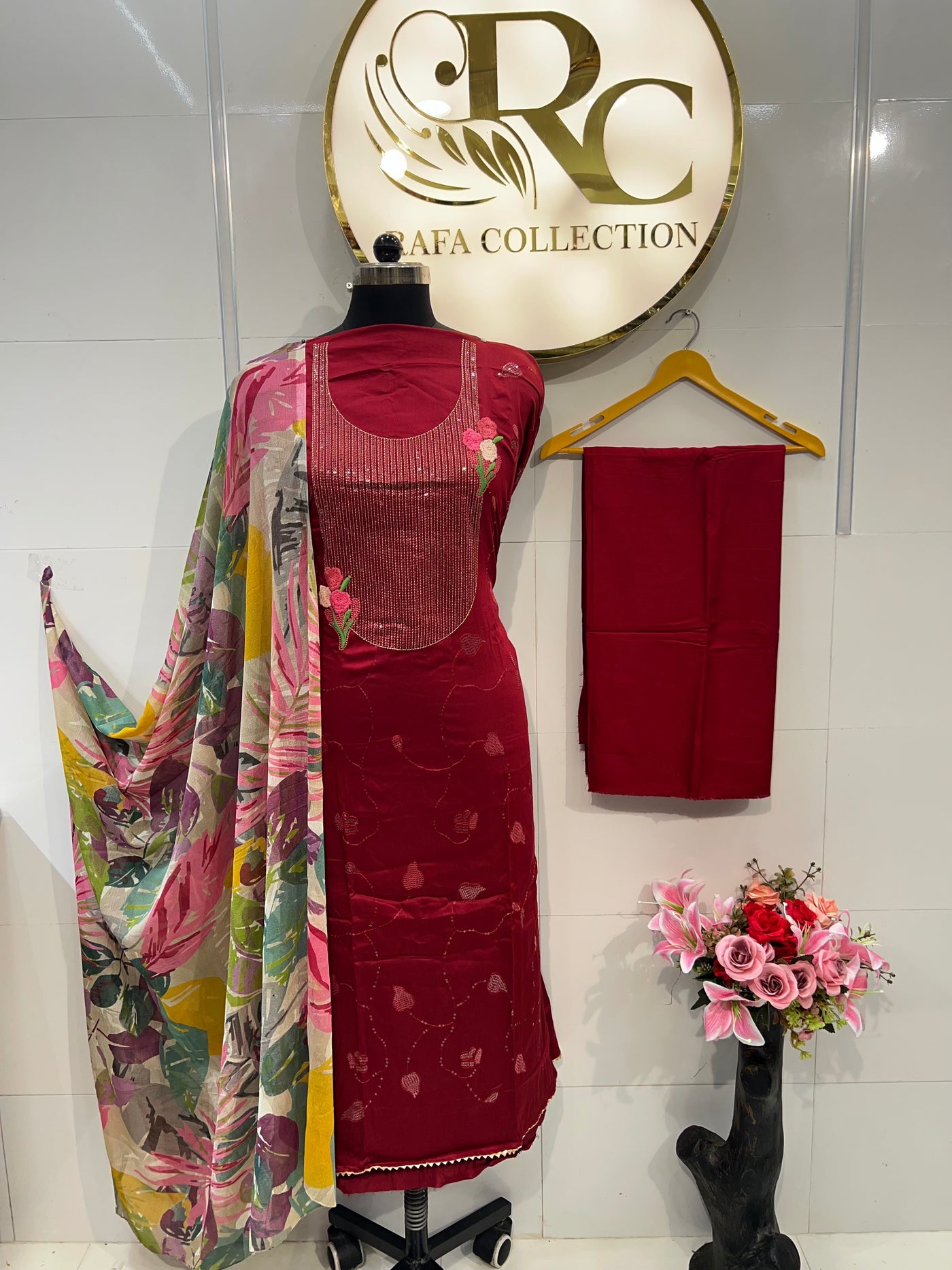 Cotton embroided suits 3488