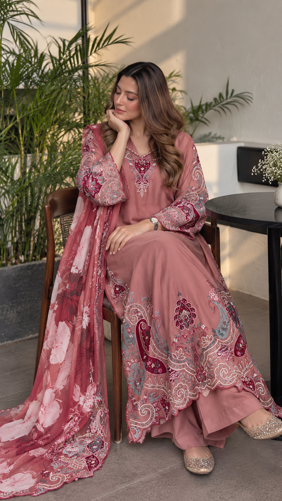 Embroidered pakistani kaftan Long Suits