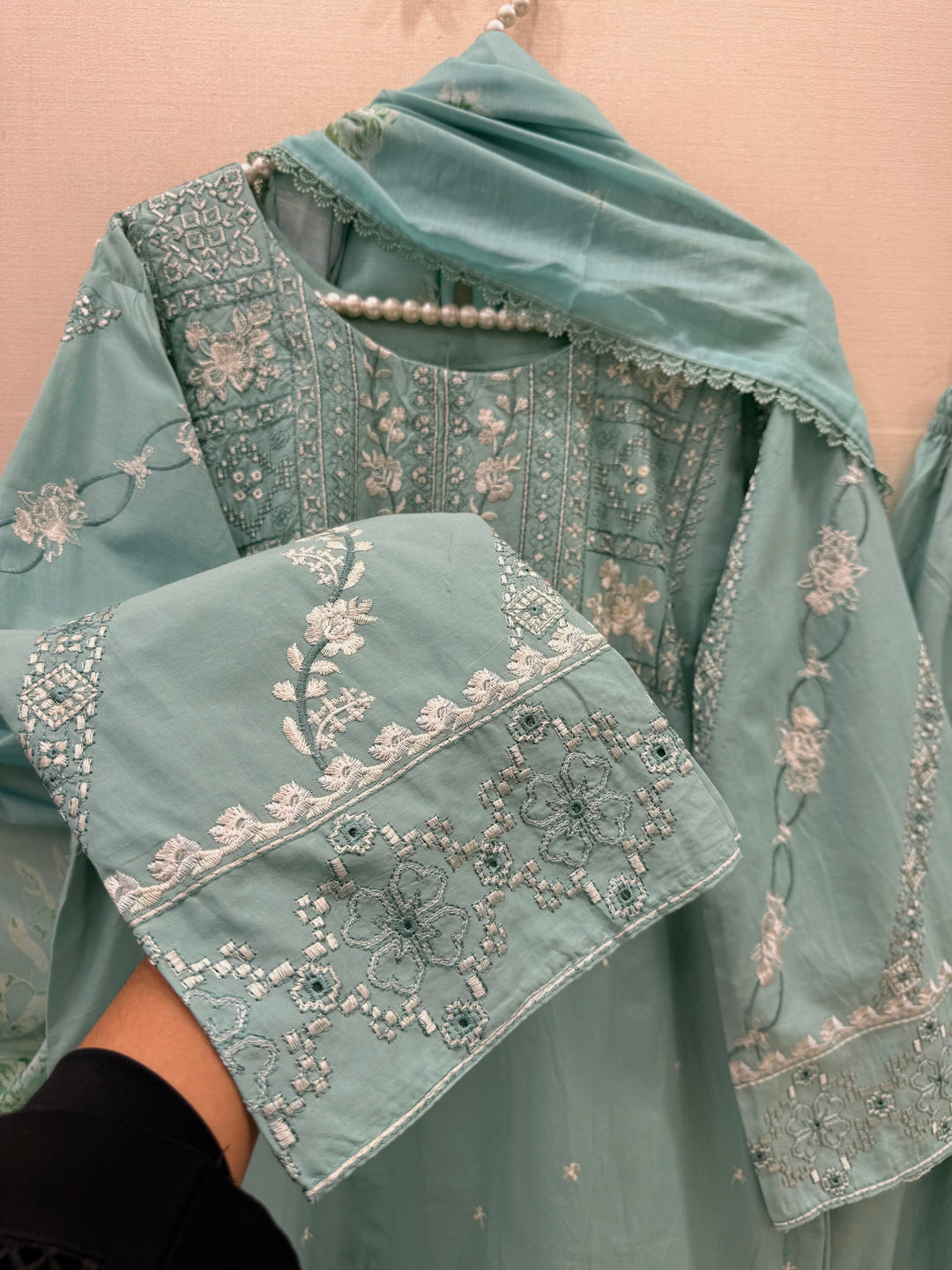 Cotton embroidered suits