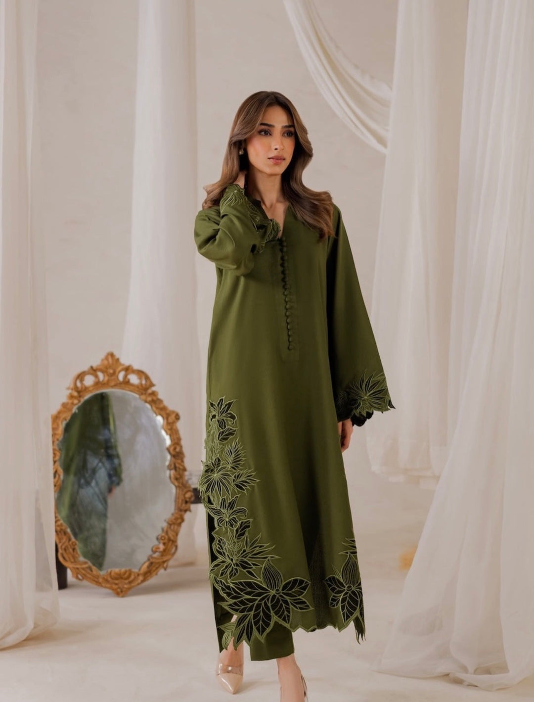 Cutwork embroidered pakistani suits