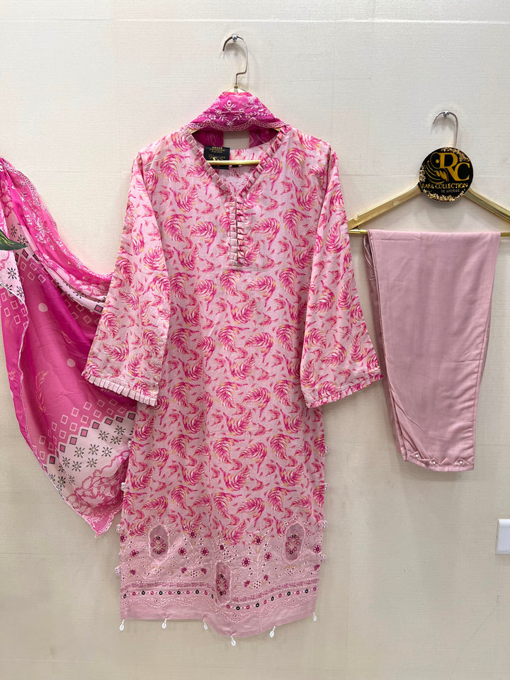 Cotton embroided suits