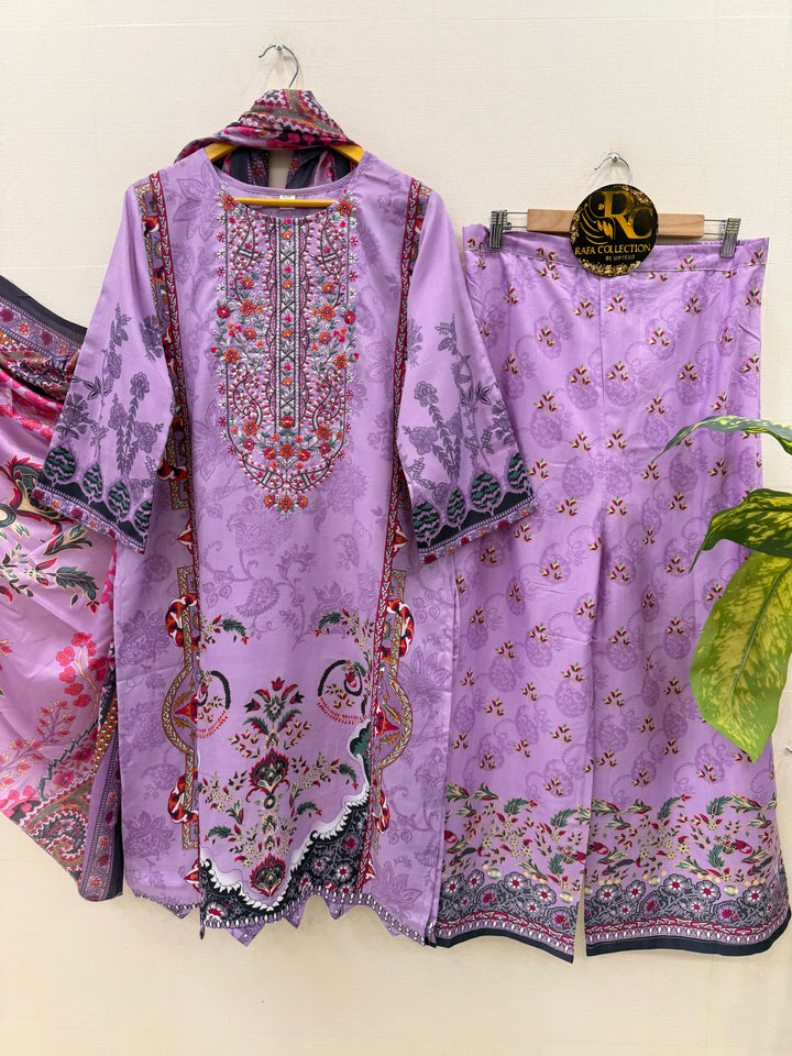Semi cotton embroidered suits