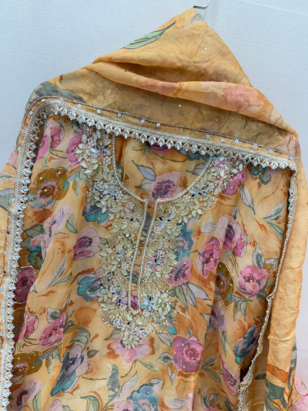 Organza handwork unstitched suits