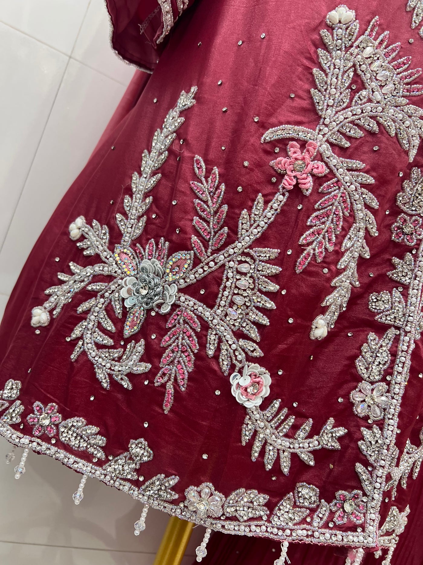 Bridal Elegance Pearl-Work Kurti & Plazzo Set 2817