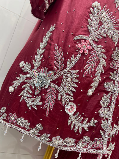 Bridal Elegance Pearl-Work Kurti & Plazzo Set 2817