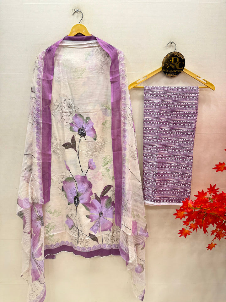 Semi Cotton Unstitched Suits
