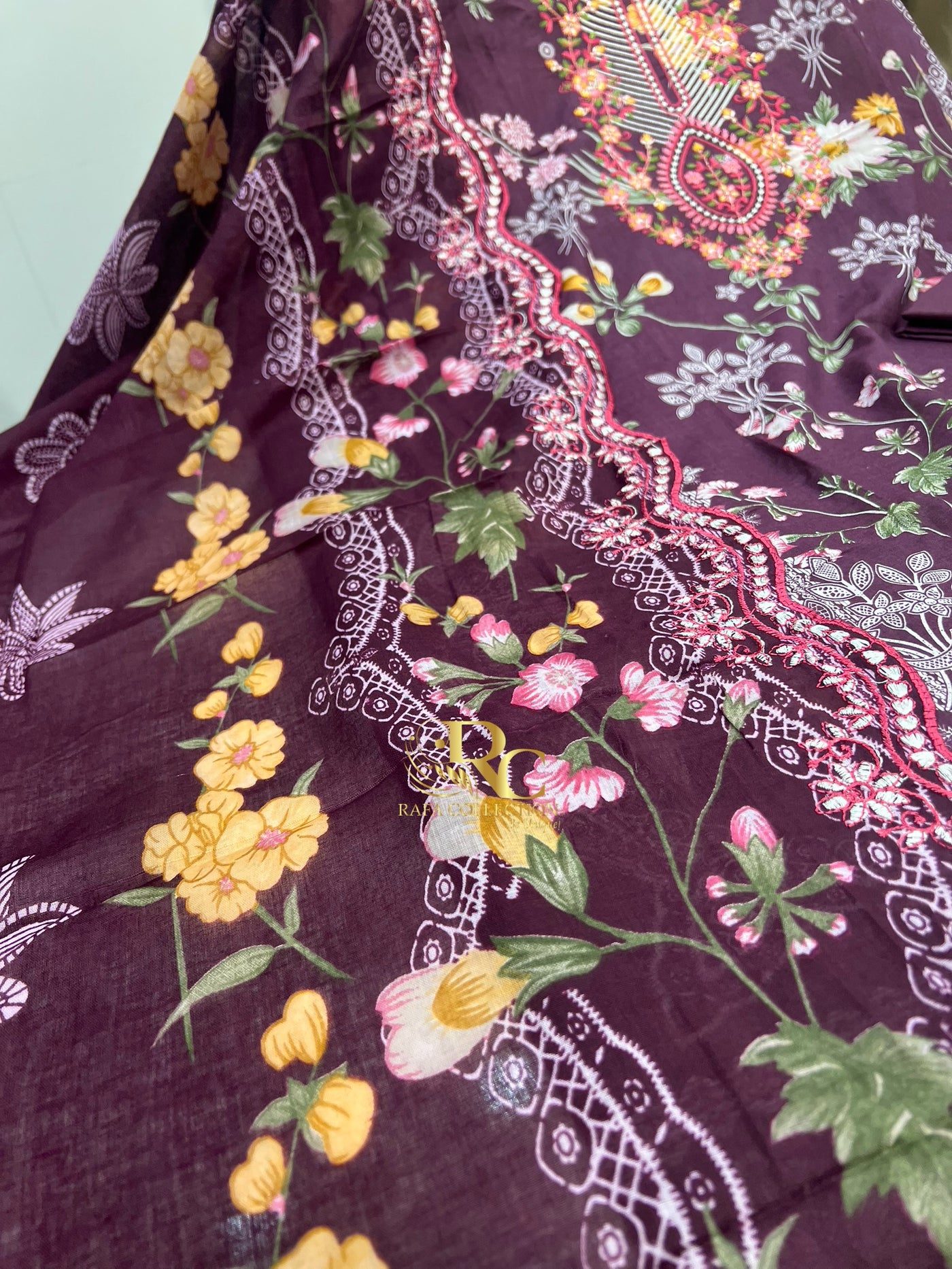 Cotton embroided dupatta collection 1707