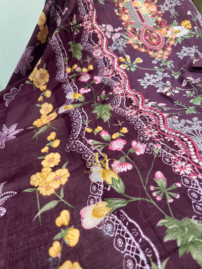 Cotton embroided dupatta collection 1707