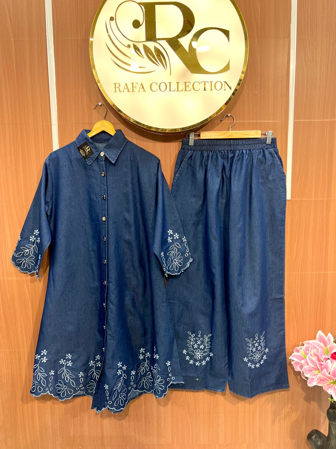 Denim Embroided co-ord set 2742