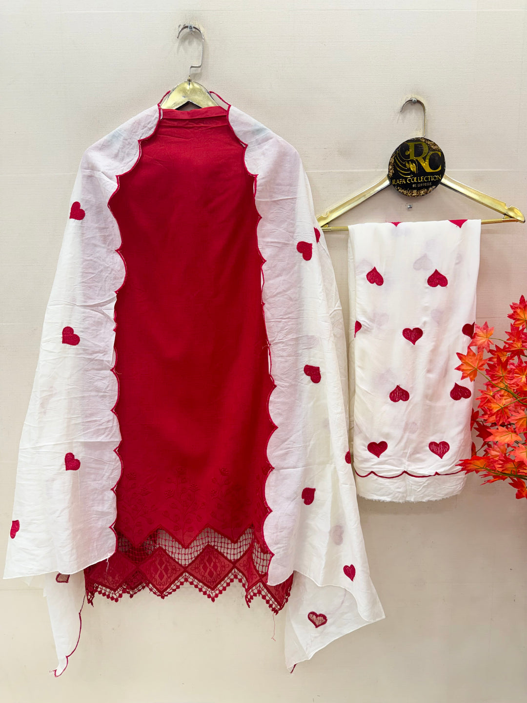 Viral heart embroidered unstitched Suits