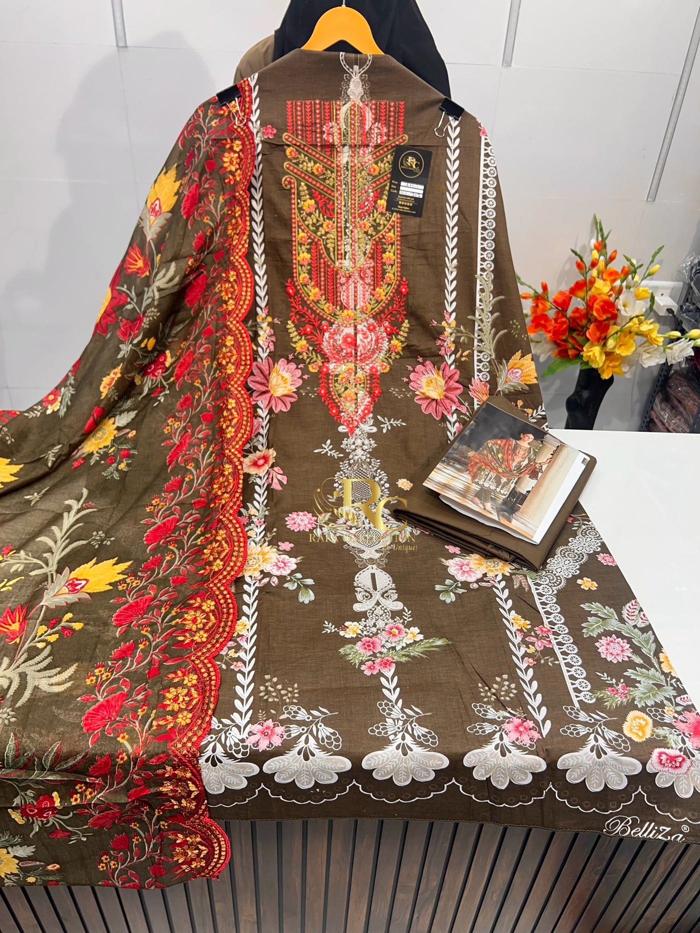 Cotton embroided dupatta collection 1707