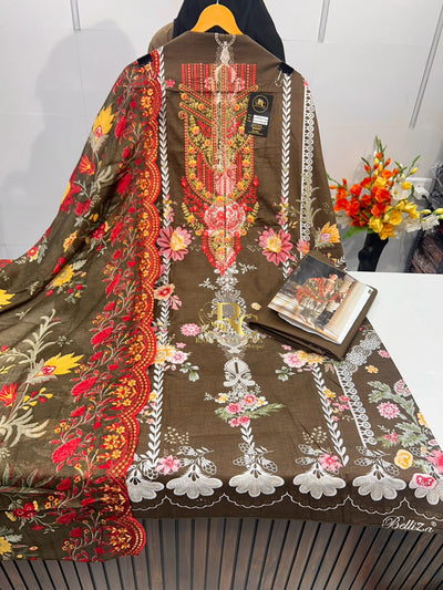 Cotton embroided dupatta collection 1707