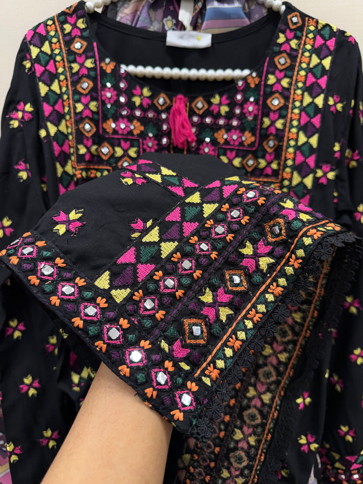 Embroidered multi color Farshi suits