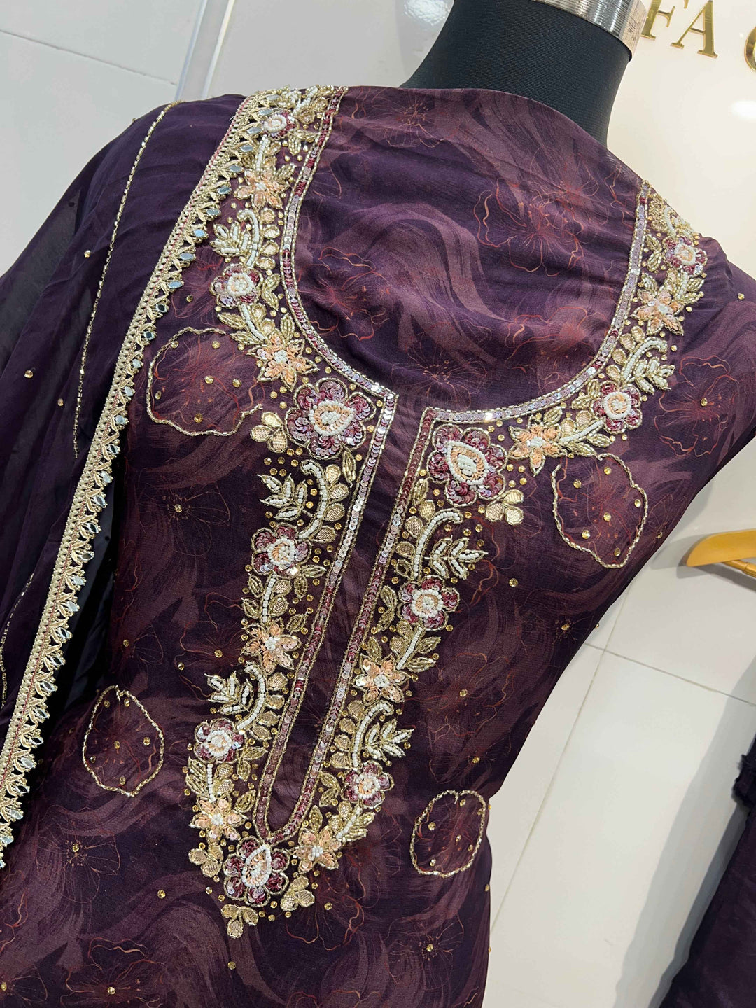 Organza handwork suits  2167