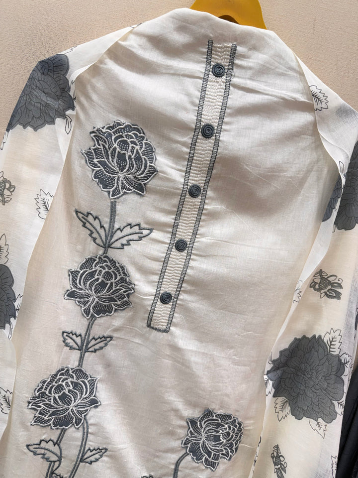 Cotton embroidered unstitched suits