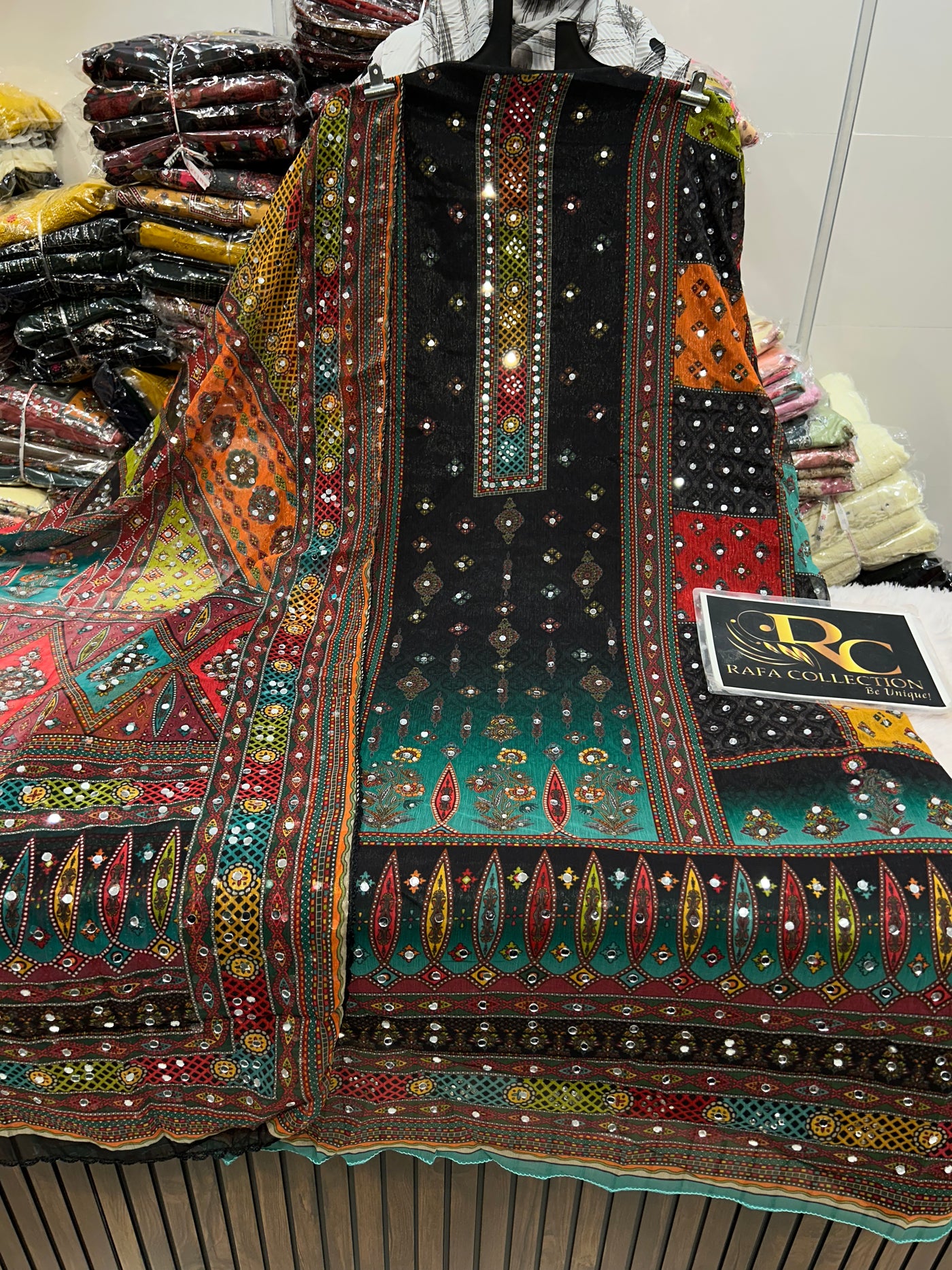 Organza Mirror work suit 1308