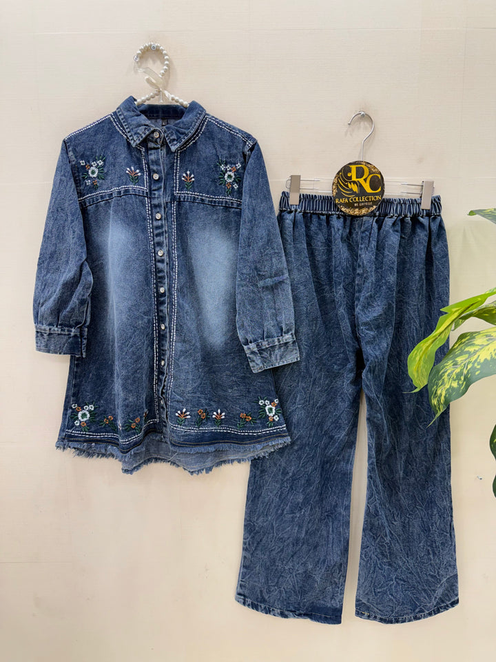 Denim embroidered Co-ord sets