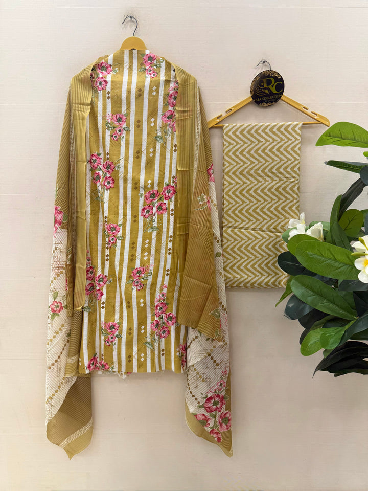 Semi Cotton Unstitched Suits