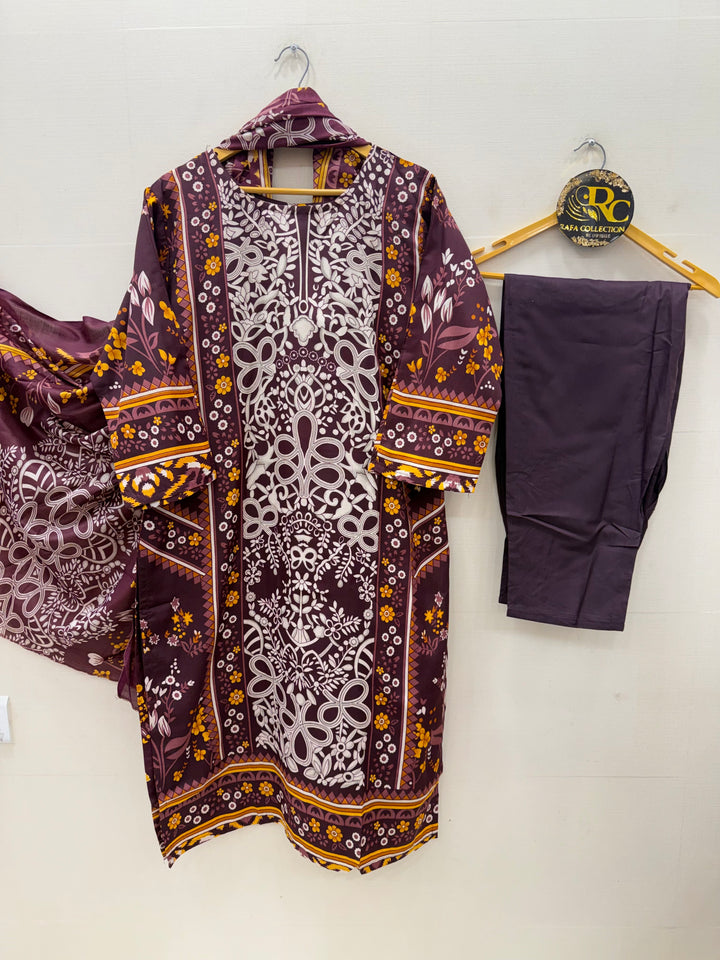 Semi cotton printed suits 5747