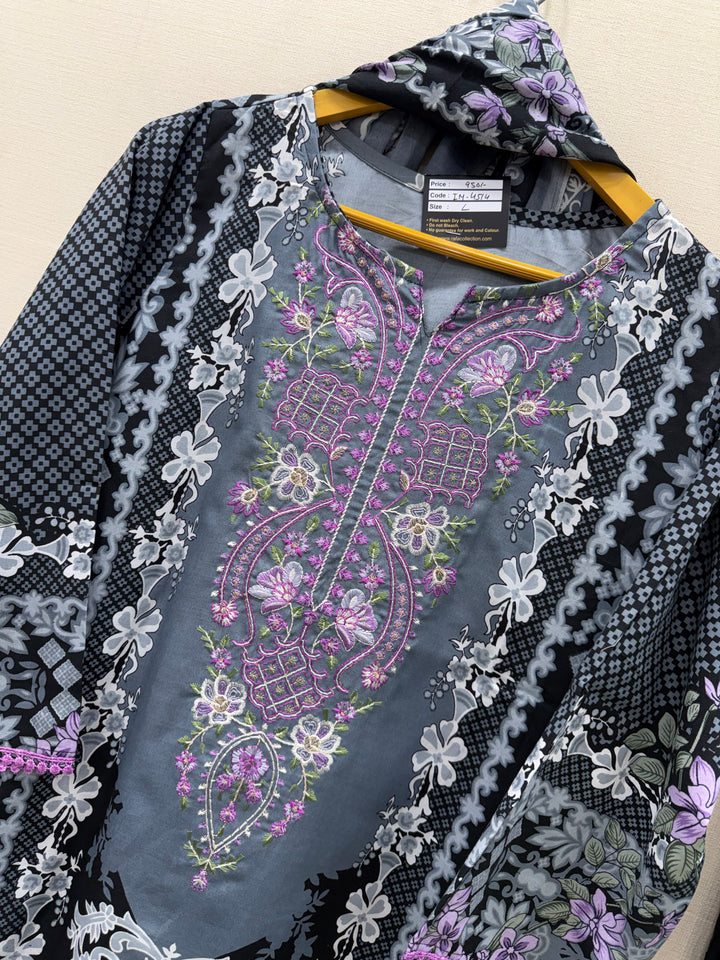 Semi cotton embroidered suits