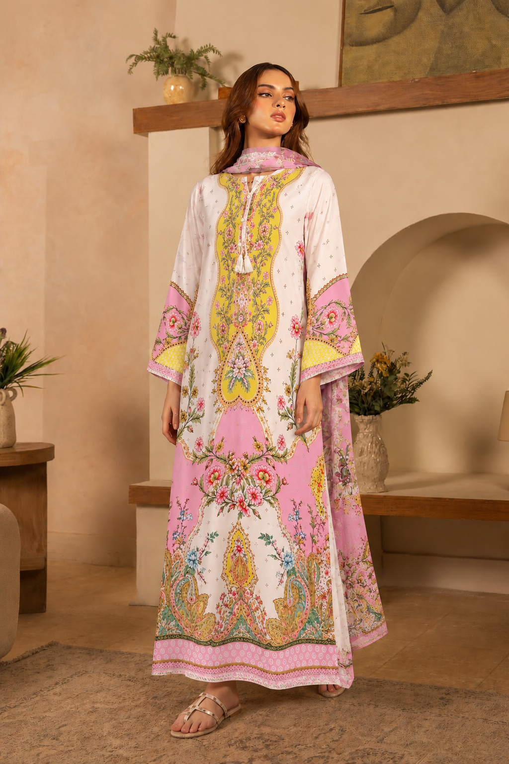 Pakistani printed long kaftans
