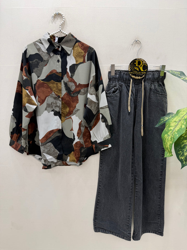 Korean denim cargo Sets