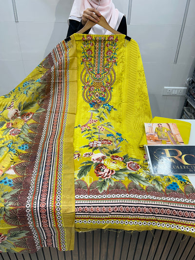 Semi Cotton embroided suit 1541
