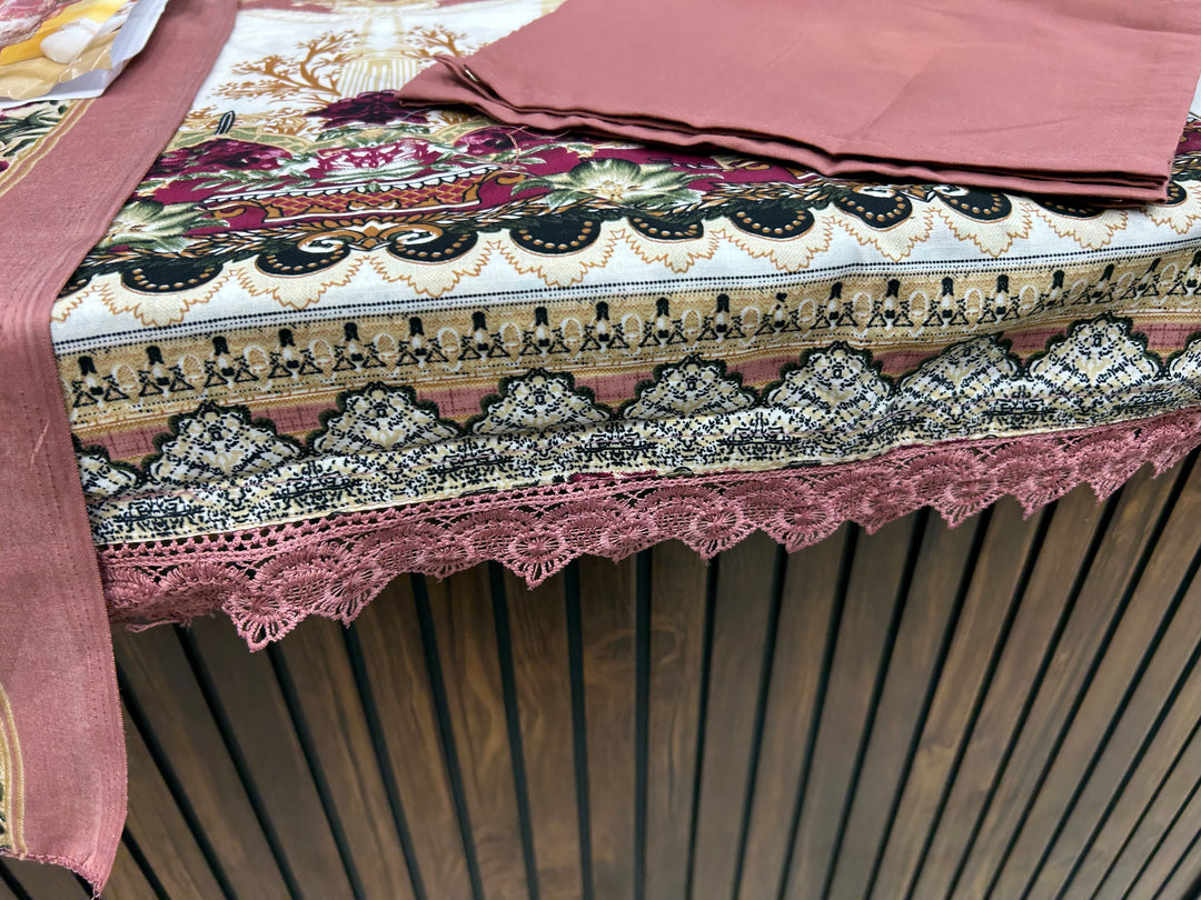Semi cotton embroidered suits 2835