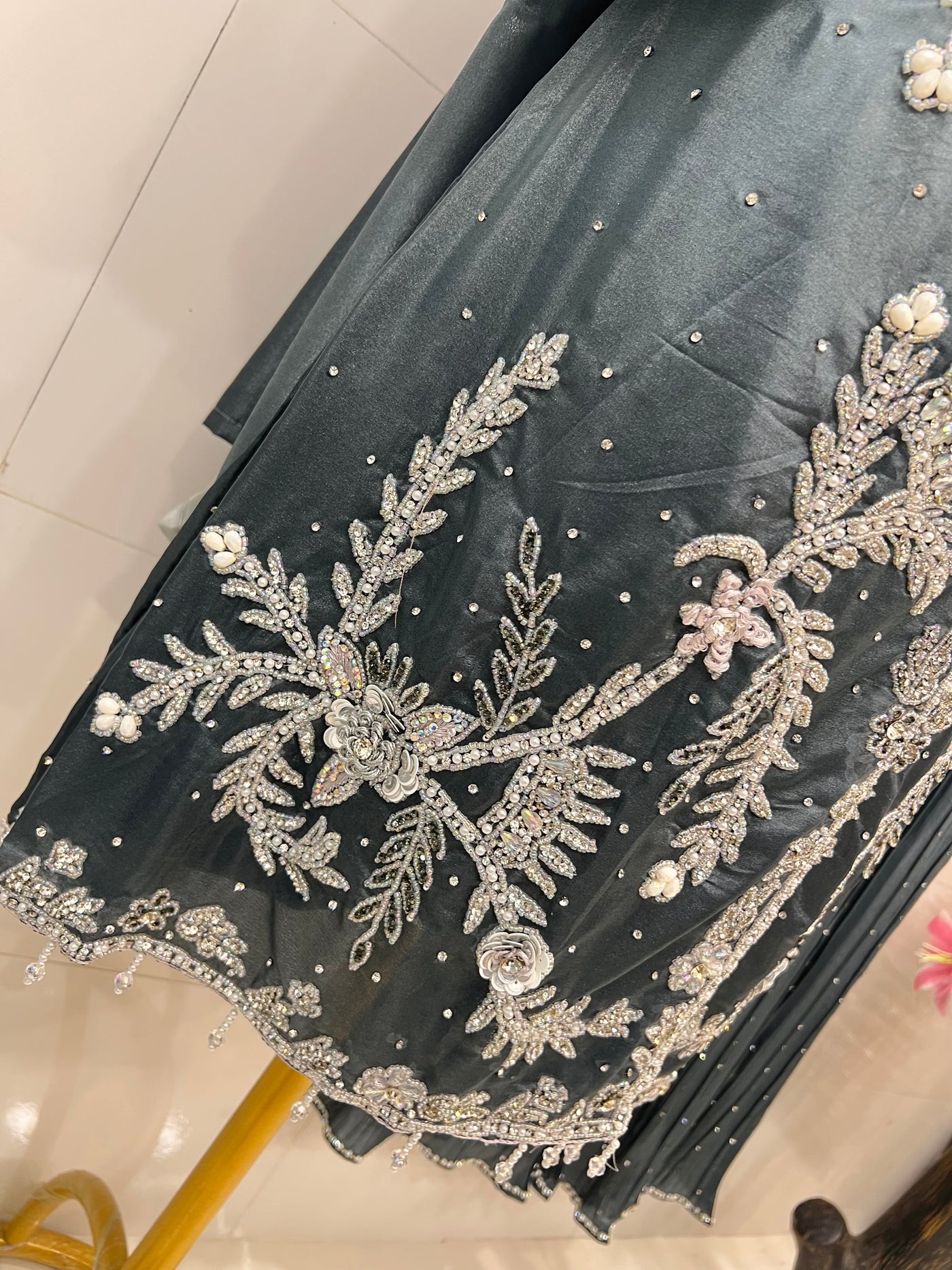 Bridal Elegance Pearl-Work Kurti & Plazzo Set 2817