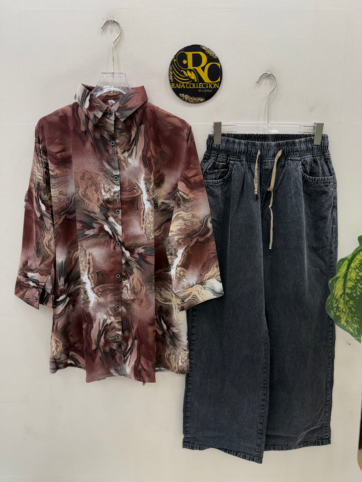 Korean denim cargo Sets