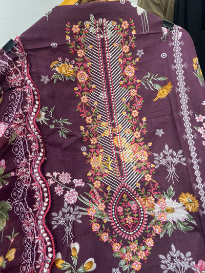Cotton embroided dupatta collection 1707