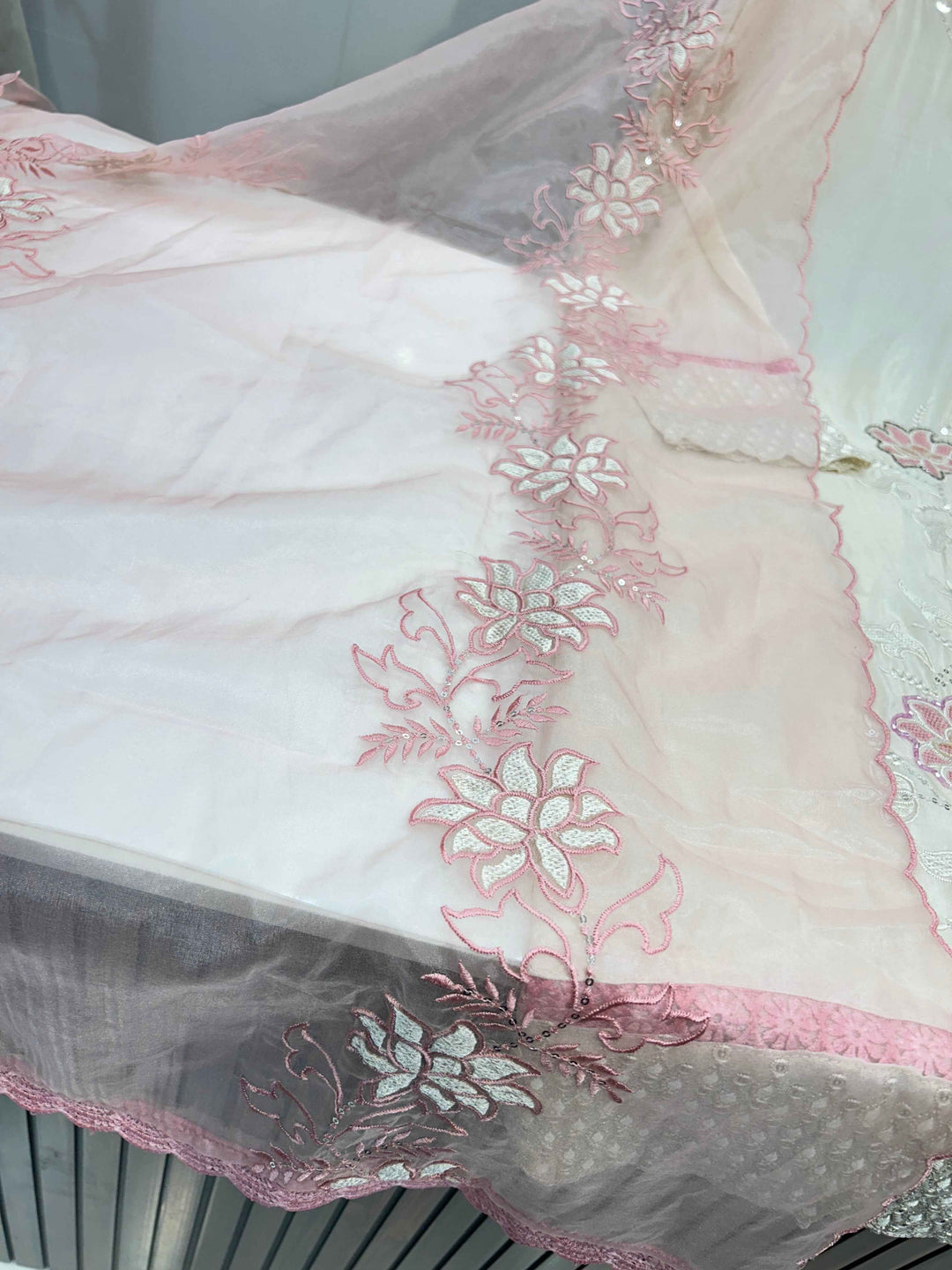 Glass organza handwork suit 2239