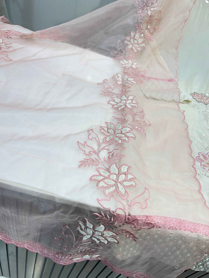 Glass organza handwork suit 2239