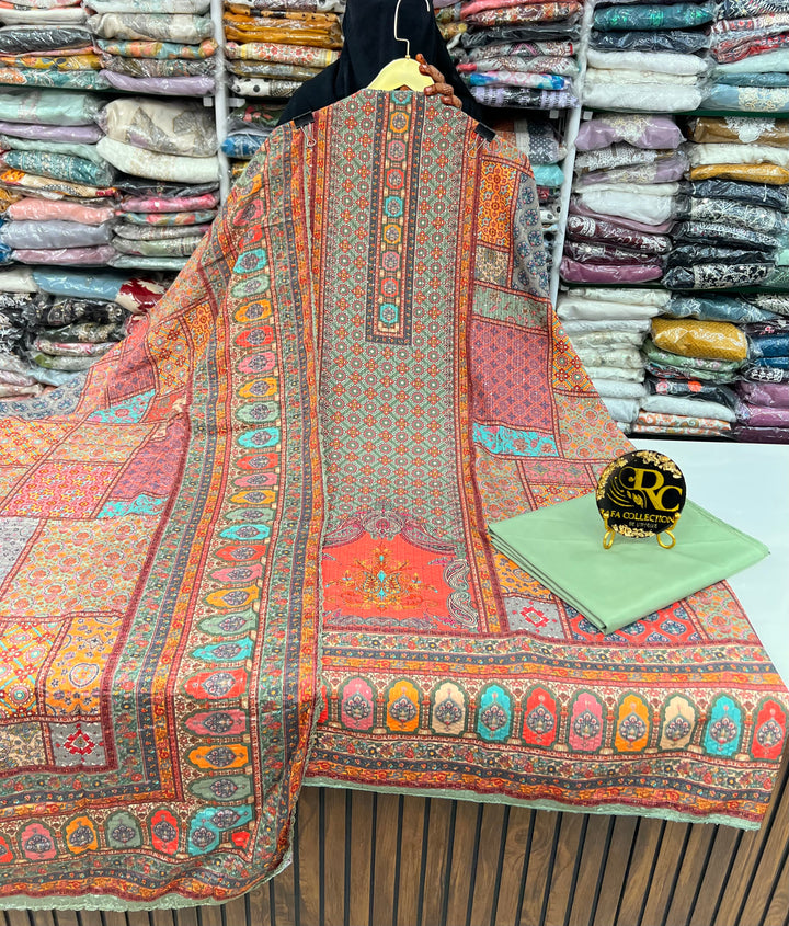 Multi Colour Unstich Suit 1396