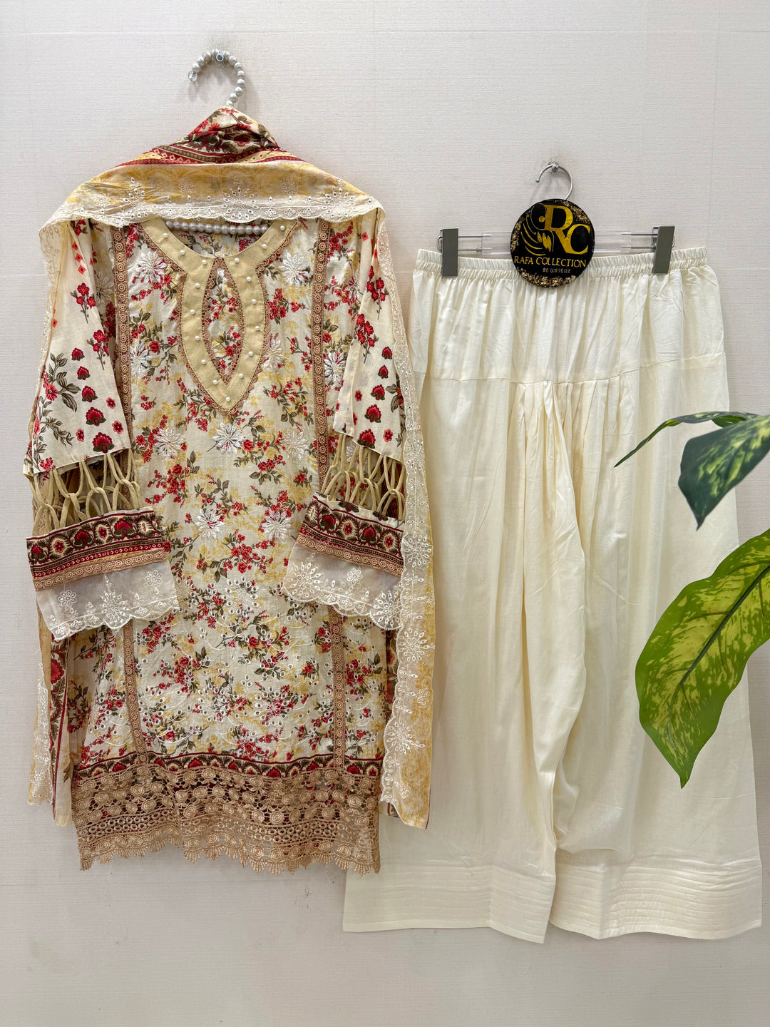 Cotton embroided farshi suits