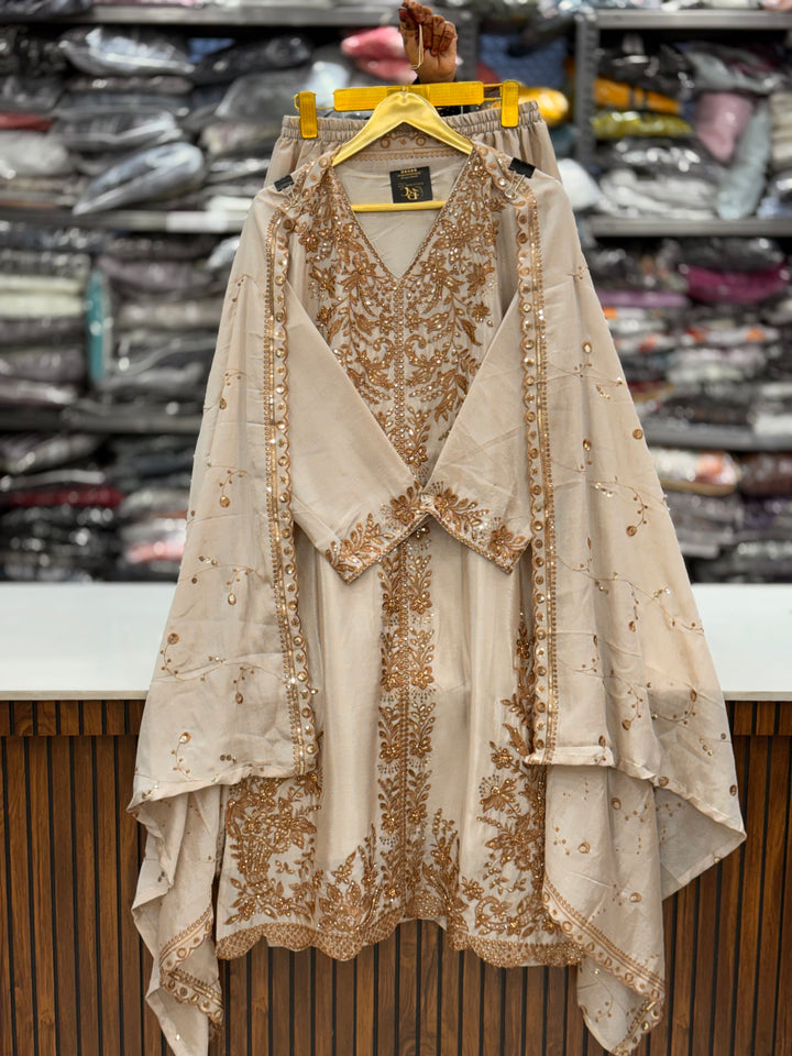 Premium chinon embroidered suits