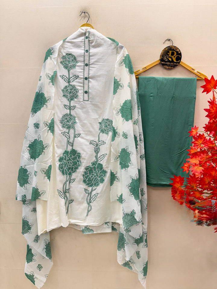 Cotton embroidered unstitched suits