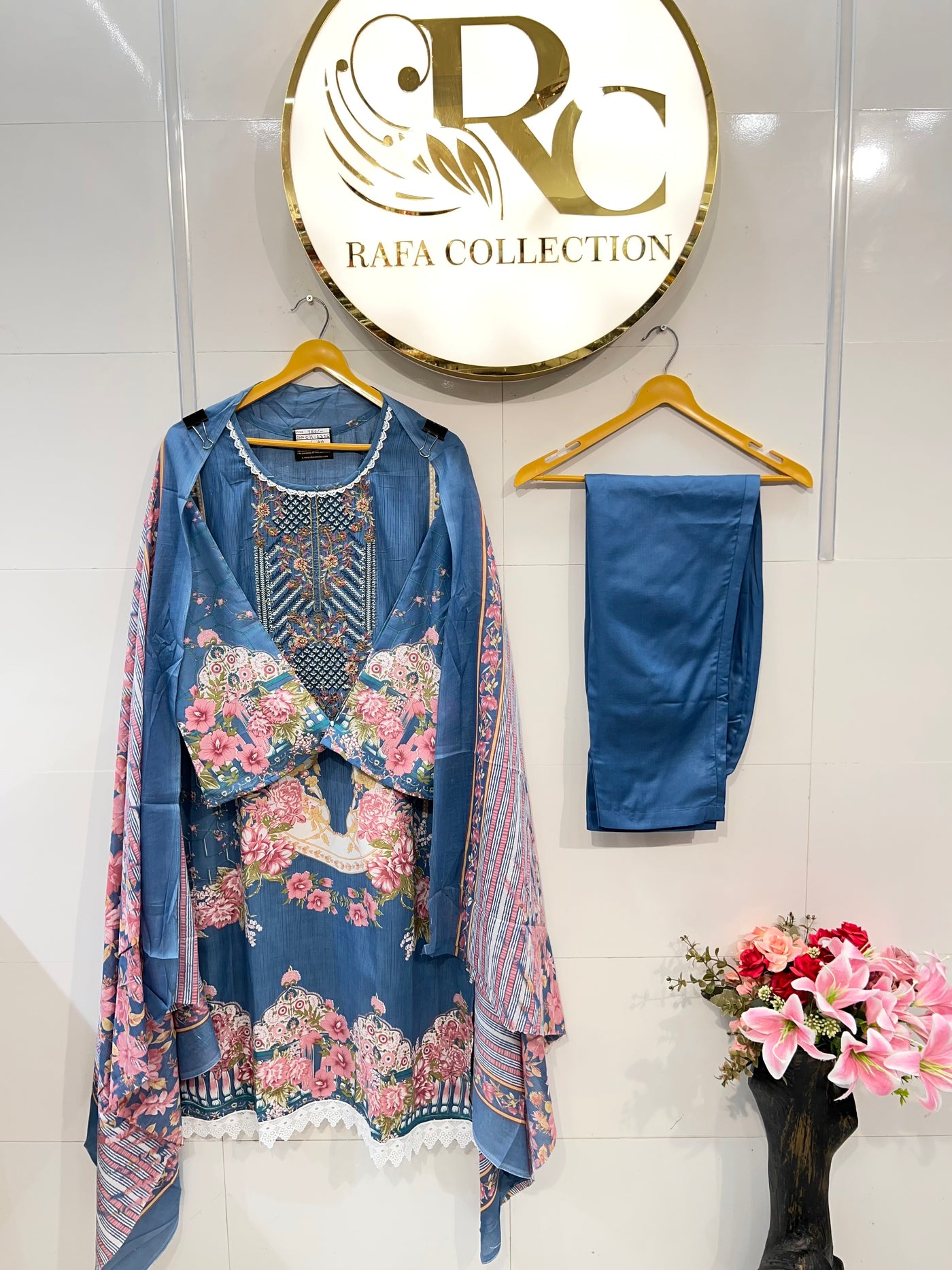 Semi cotton kurti pant sets 2325