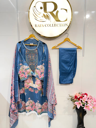 Semi cotton kurti pant sets 2325