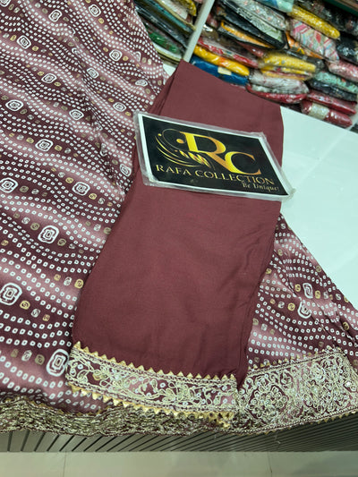 Bandhni Print Gown suit 2055