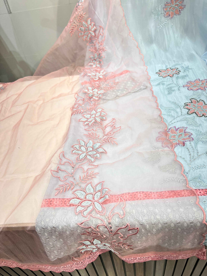 Glass organza handwork suit 2239