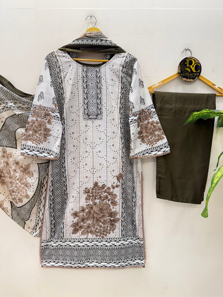 Semi cotton printed suits 8800