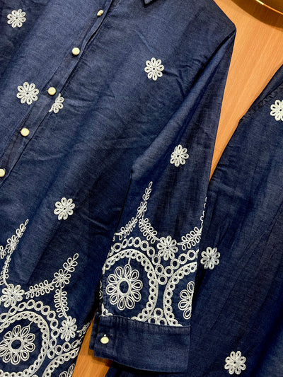Denim embroidered co-ord sets 2559