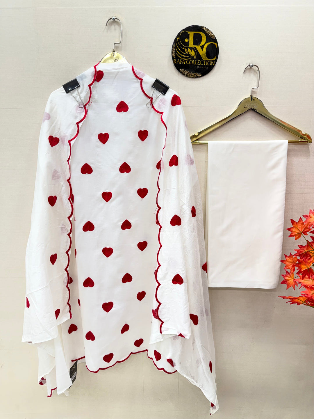 Viral heart embroidered unstitched Suits