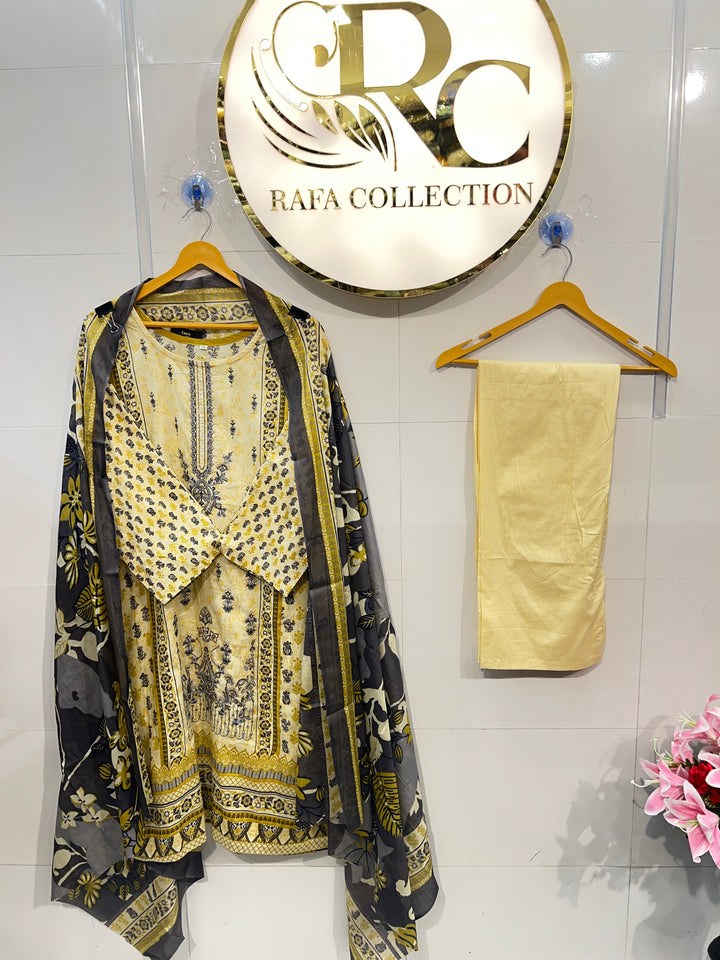 Cotton Embroidered suits 115412