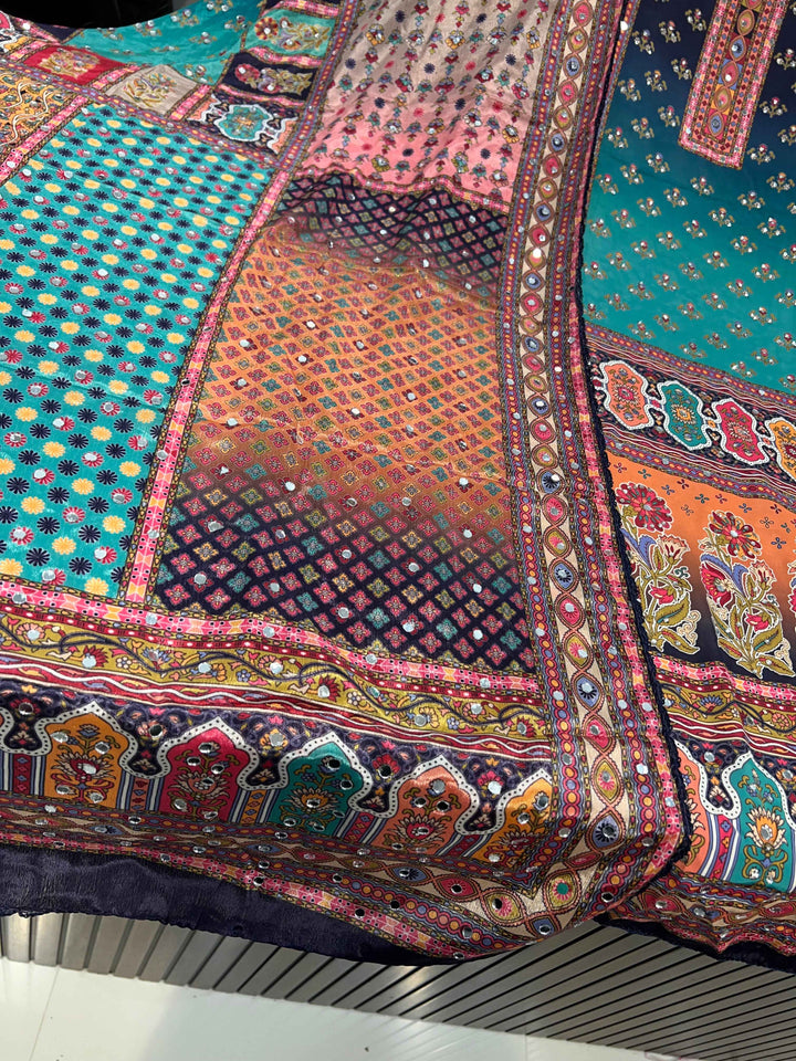 Multi colour mirror Suit 1245