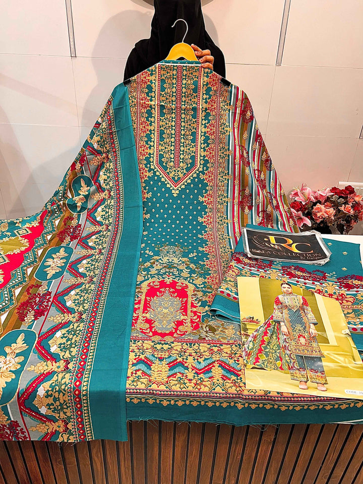 Semi Cotton Unstitched Suit 1895